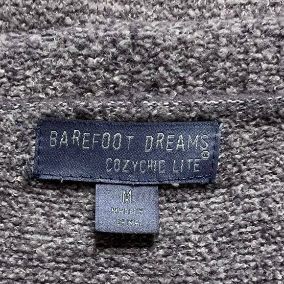 Barefoot Dreams Cozychic Lite Round Circle Knit Cardigan Gray Medium - Picture 4 of 4